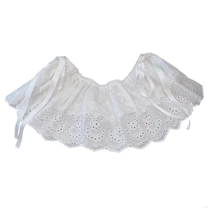 

270D Double Layer Ruffled Embroidery Shirt Extender for Women Elastic Waist Layering Faux Top Lower Mini Skirt Hemline