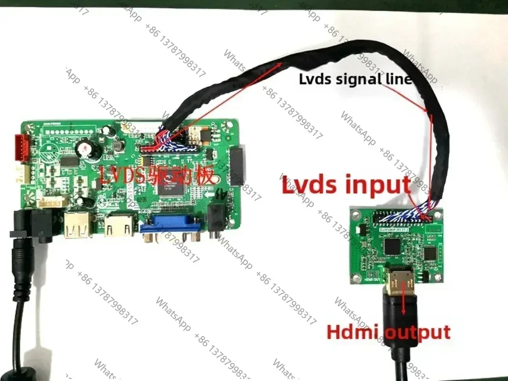 LVDS to HDMI Adapter Board, LVDS Dual 8 Inputs to HDMI Output, Supports Multiple Resolutions, 5V