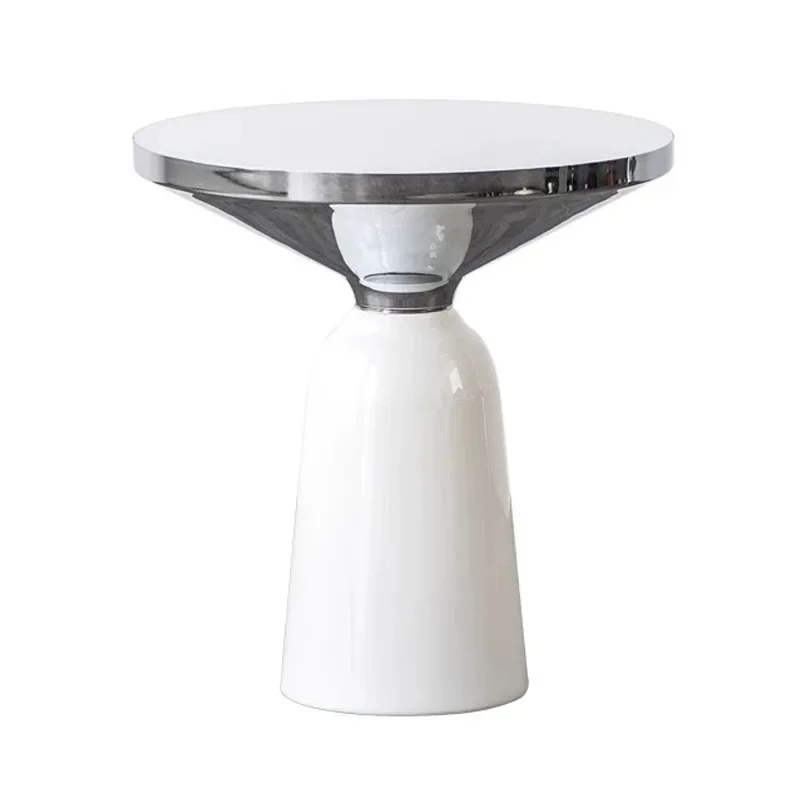 

Cream windshield coffee table furniture artificial white light luxury side table, modern high-end sense art side table