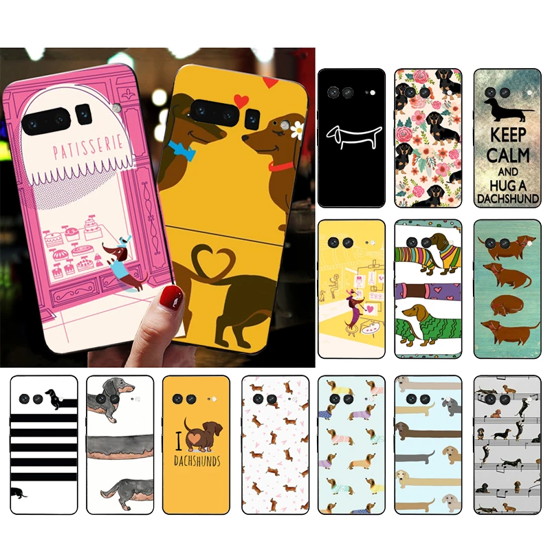 Capa de telefone para google pixel 10 9 pro xl 9a 8 7 6 pro pixel 8a 7a 6a pixel 8 7 6 5 bonito dos desenhos animados dachshund cão