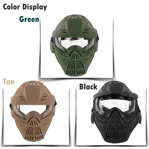 Imagen 2 del producto Mascarilla táctica de cara completa con lente, equipo protector de Paintball Airsoft, caza, juego CS, protección facial de combate, resistente a impactos