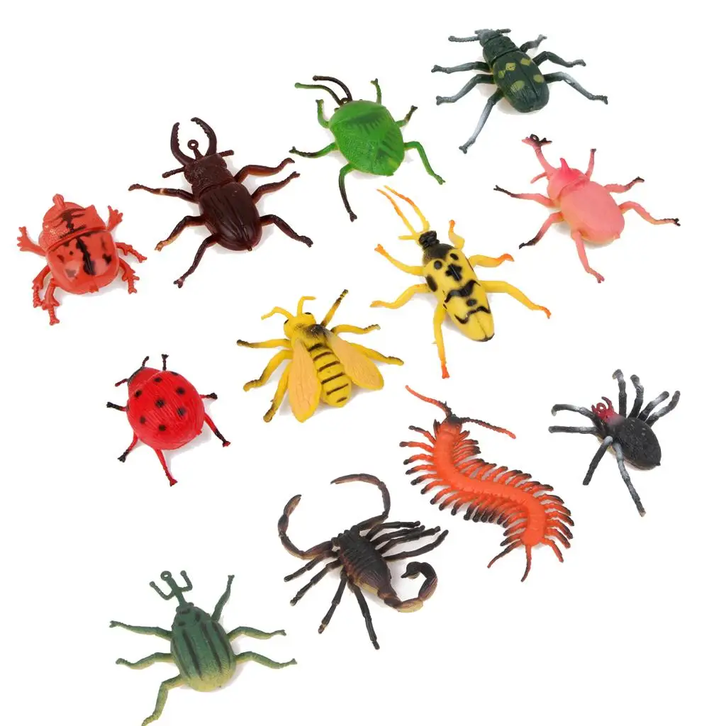 Miniature Bug Set Fake Pretended Toy Lifelike Plastic Educational Toy for Biology Learning