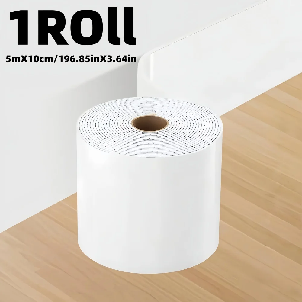 1PC 5mx10cm Self Adhesive Skirting Board Thickening Flexible Foam Wall Stickers Waistline Tape for Sill Staircase