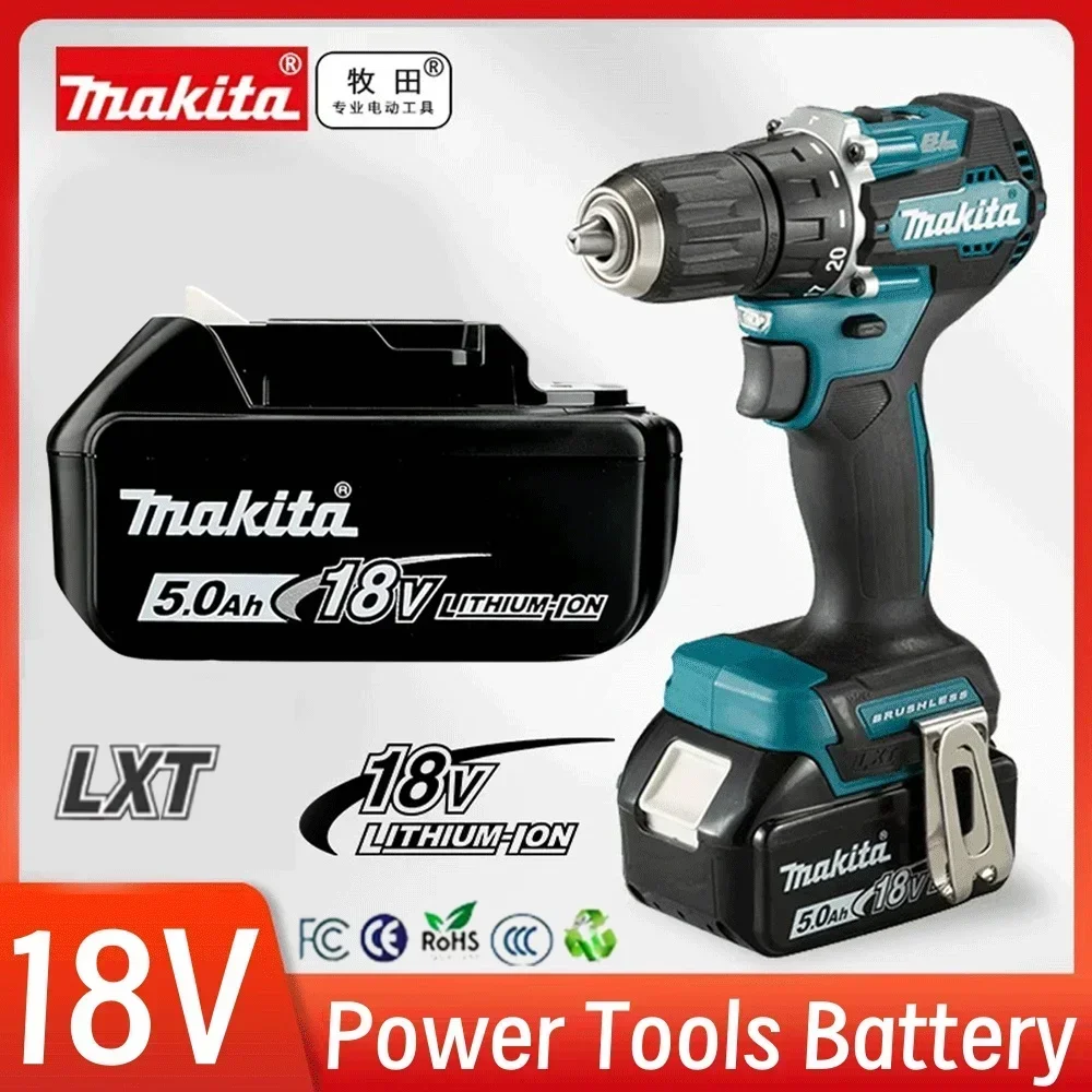 ~ New 100% Makita 18V 5000mAh batería de herramienta eléctrica DDF487 DGA404 DTW700 DHP487 reemplazo de batería LED de carga