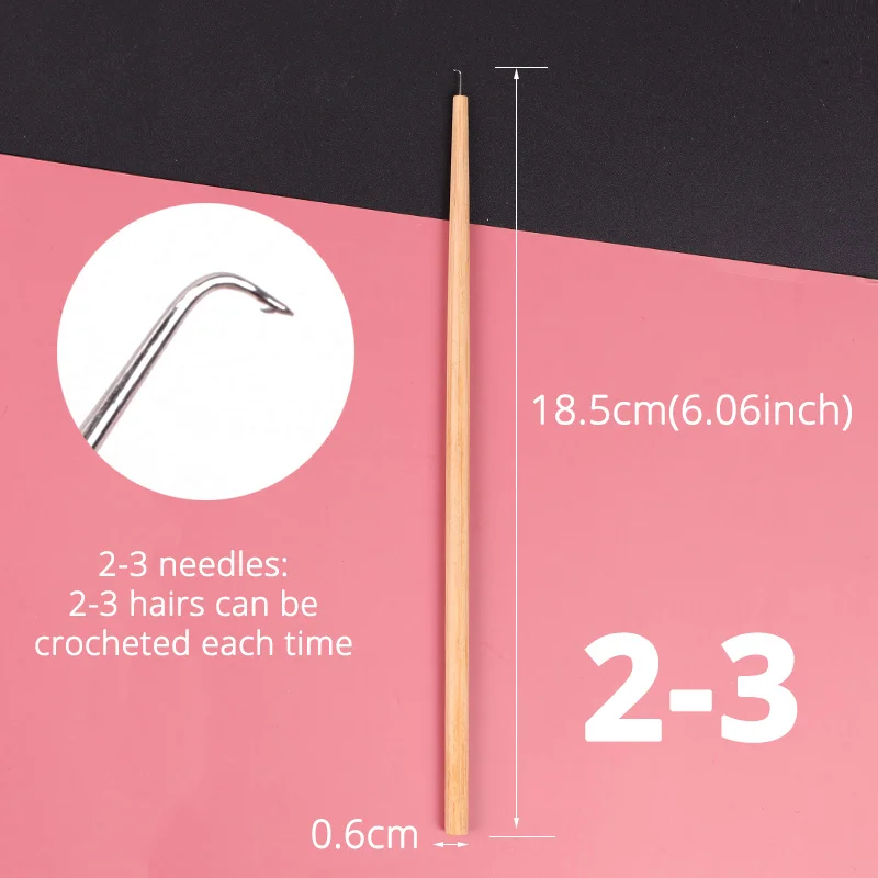 4 Pcs Different Size Ventilating Needles For Lace Wigs Making Long Wooden Handle Crochet Needle Hair Wig Making Tools image 3