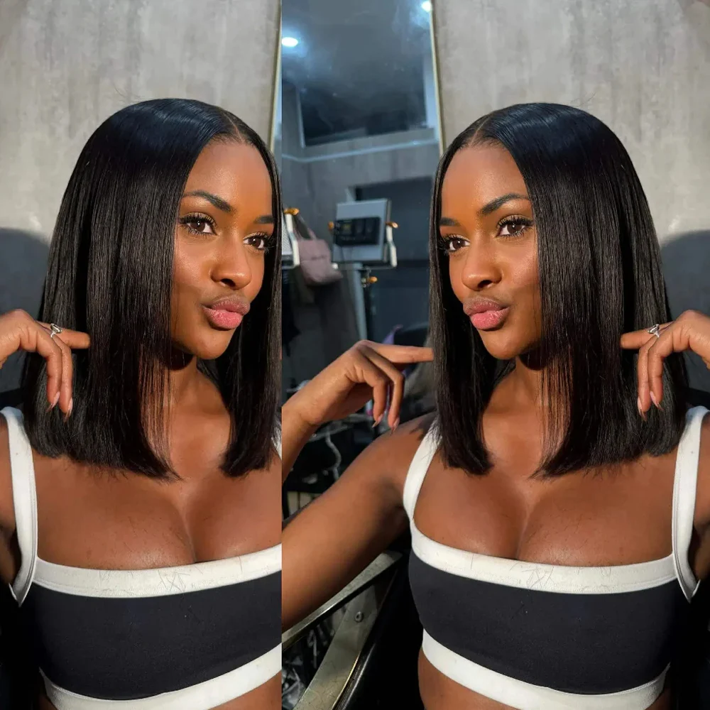 

250 Density Bone Straight Lace Frontal Wig Human Hair 100% Raw Vietnamese Super Double Drawn 13x4 Bob Lace Front Human Hair Wigs