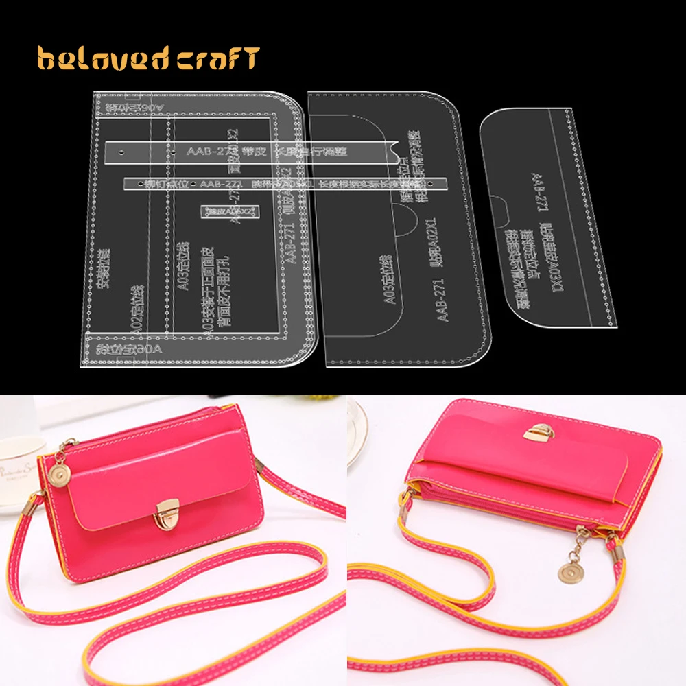 

BelovedCraft-Leather Bag Pattern Making with Acrylic Templates for Women's clutch phone bag mini square bag