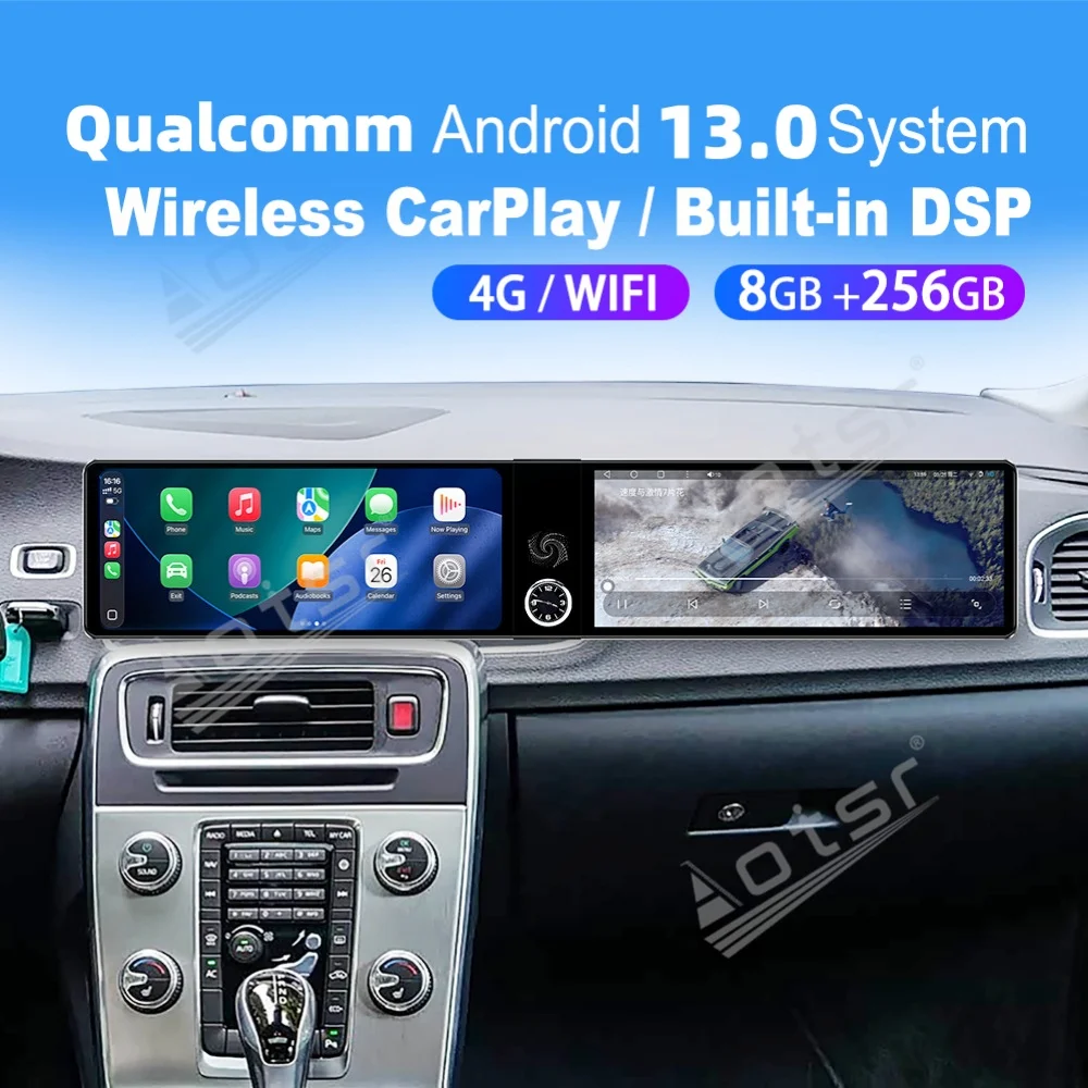 Dual Screen Qualcomm Carplay Android Car Multimedia Automotive For Volvo S60 2011 2012 2013 2014~2019 GPS Car Radio Head Unit