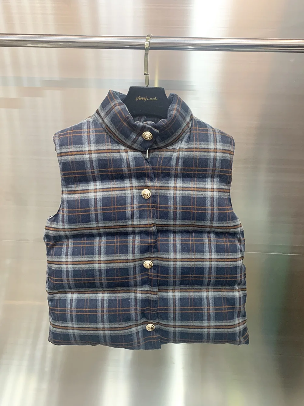 Ropa de trabajo Retro americana, chaleco de algodón a cuadros, capas cálidas, ropa de abrigo informal, cuello levantado abotonado, No Sve