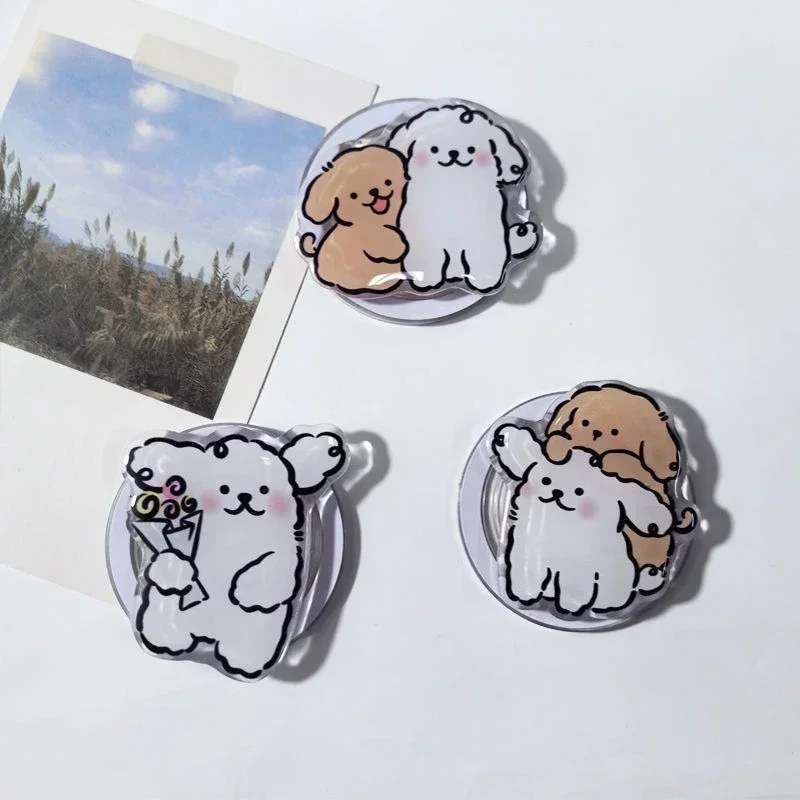 

Korea Cartoon INS Dog Cute Fun For Magsafe Magnetic Phone Griptok Grip Tok Stand For IPhone Samsung Xiaomi Foldable Case Holder