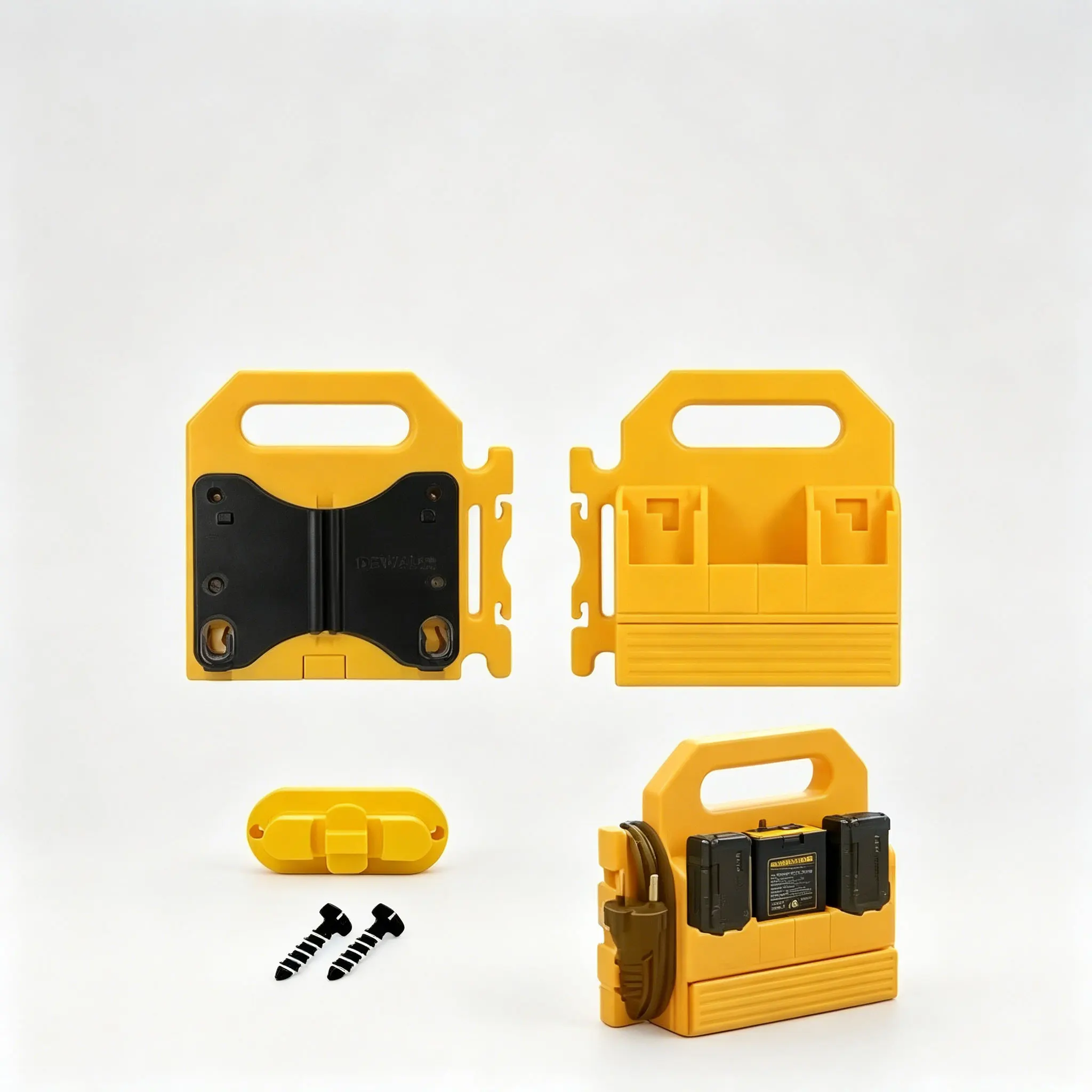 Wall Mount Caddy Power Tool Storage Holder Compatible with 12V Battery Charger DCB112 DCB113 DCB115 DCB1104, Garage Works