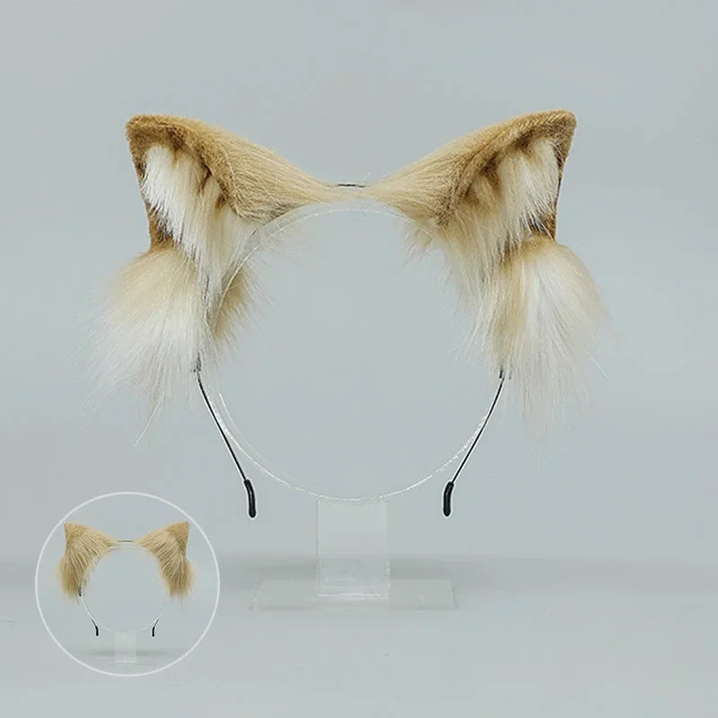 CyTiger Spot Kocie Uszy Futrzany Ogon Damskie Dziewczęce Lolita Zwierzęce Uszy Opaski do Włosów Pluszowy Ogon Akcesoria do Kostiumów Cosplay