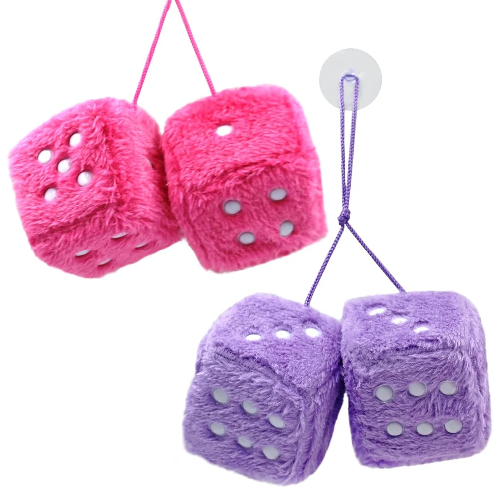 

Fuzzy Plush Dice Car Rear View Mirror Accessories Retro Square Car Mirror Decor Hanging Car Charms for Couples Gift Ideas