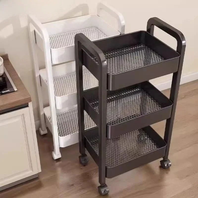 Multi-Layer Storage Rack Stand Kitchen Bathroom Fruit Vegetable Basket Shelf Bedroom Toilet Organizer Snack Landing Small Cart