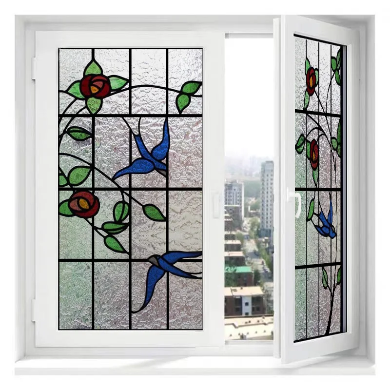 Custom Size 3D Matte Window Film, Stained Glass, Decorative UV Window Sticker, Privacy Frosted Static Cling, Decor for Glass