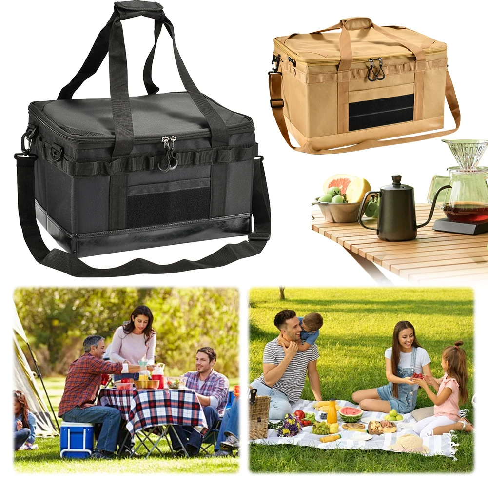 32/47L Cooking Utensil Organizer Multi Compartments Outdoor Camping Storage Bag Camping Utility Tote Bag Waterproof for Picnic