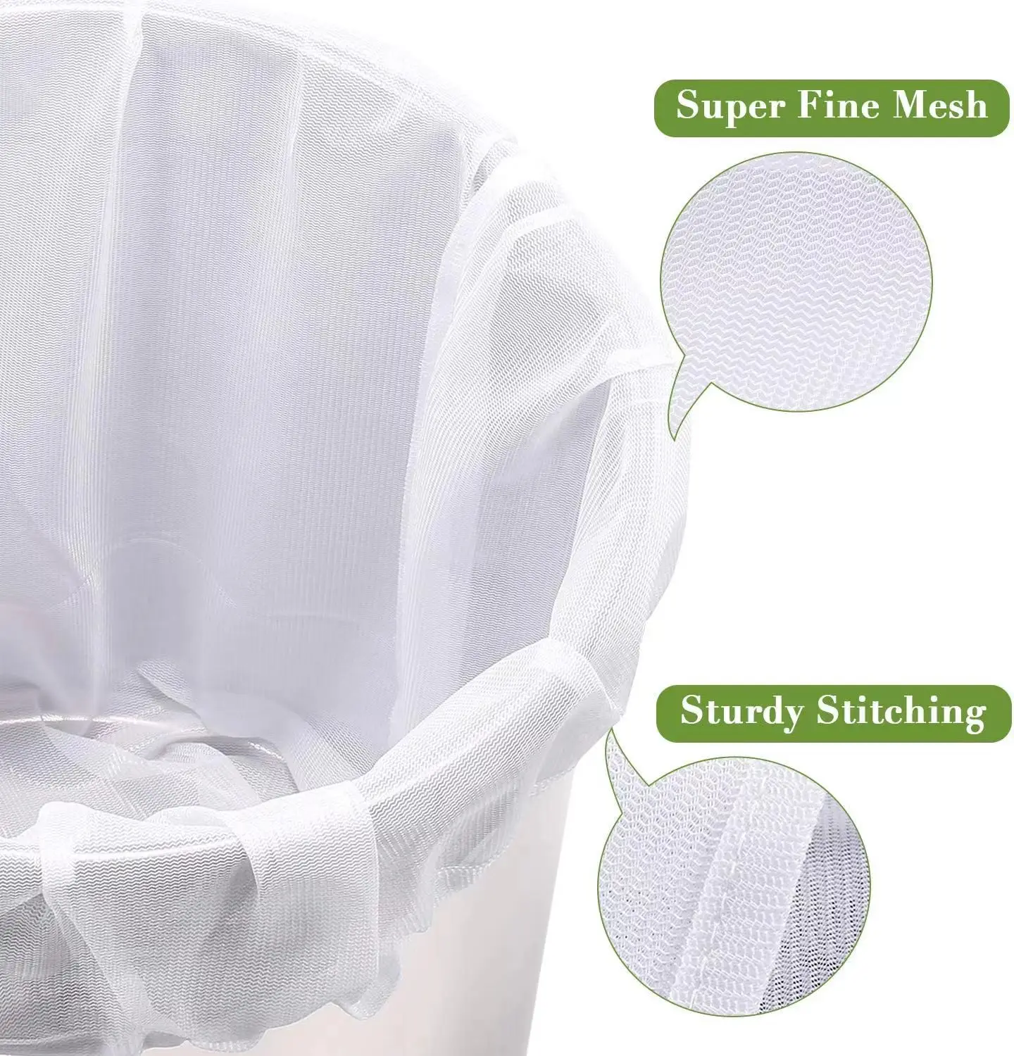 2 Pack 220 Micron Brew Bags Extra Large Reusable Fine Mesh Bag for Fruit Cider Grape Wine Press Drawstring Straining Brew Bag