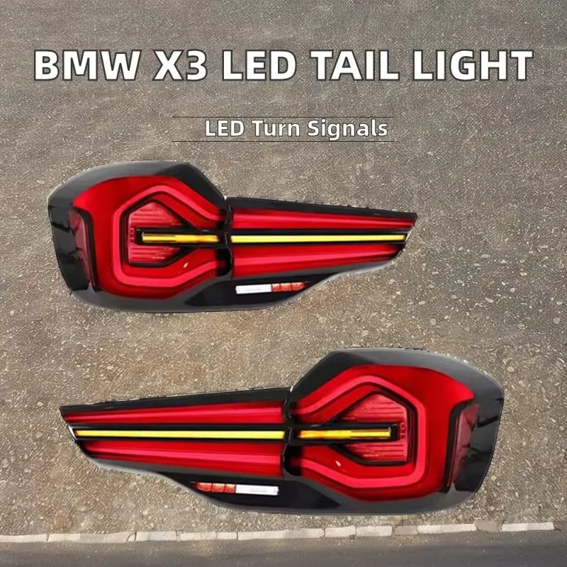 For BMW X3 G08 ('18-'21) New 12V LED Tail Light Assembly With Sequential Turn Signals Yellow ABS Lens Rear Tail Light Conversion