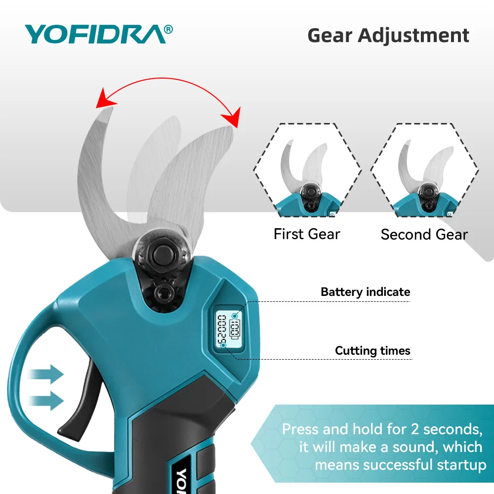 Yofidra Brushless Electric Pruner Pruning Shear 30mm Rechargeable Scissors Garden Power Tools Fit For Makita 18V Battery Pin