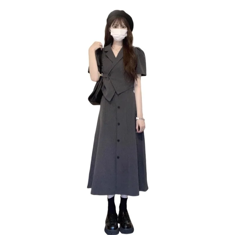 Ay Suit Dr-Conjunto de clete coreano para mujer, largo adelgazante, Dr, novedad de verano, Material de algodón, Ele Aosphere