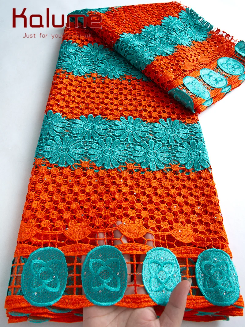 

Kalume 2025 Newest Cord Guipure Lace Fabric Hot Selling Water Soluble Lace Fabric Beautiful African Fabric for Party Dress F4251