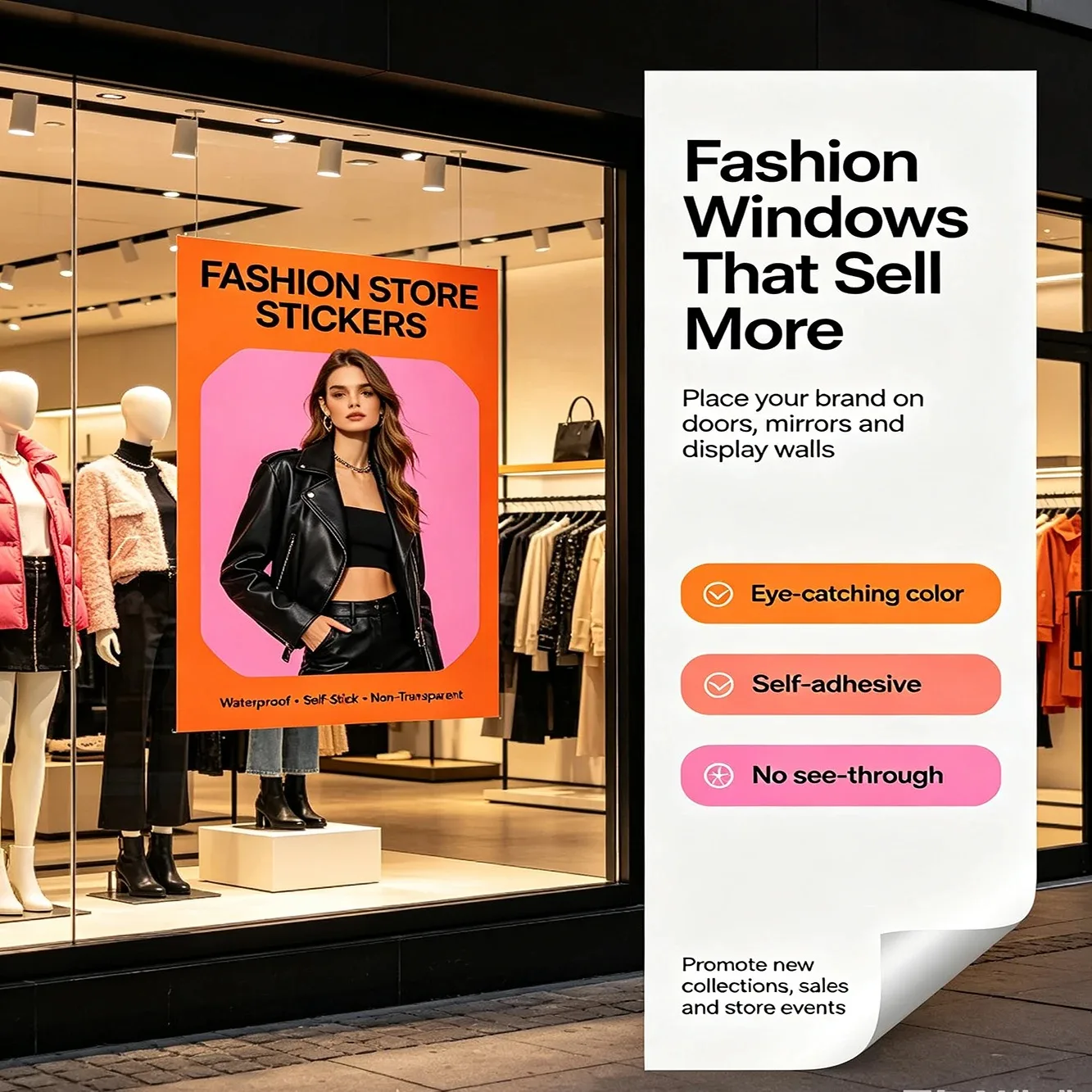 Custom Brand Vinyl Decals, Weather Resistant Self-Stick Advertising Stickers for Commercial Promotion & Public Notice Displays
