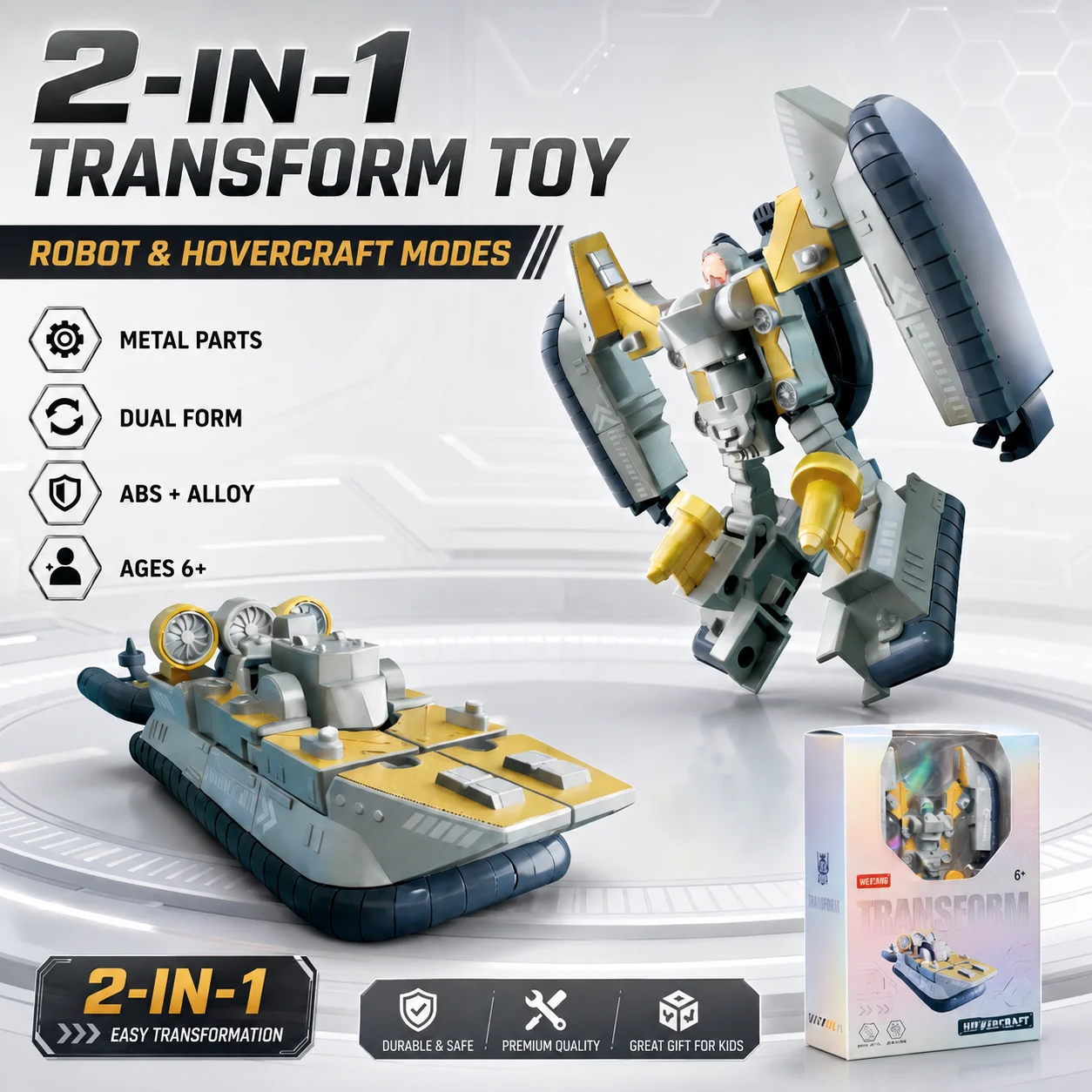 Premium Dual Form Hovercraft Transforming Toy - Premium Craftsmanship, Highly Detailed for Collectors - English Version