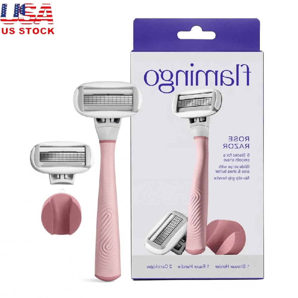 

Women's Shaving Razor Set 5-Blade Cartridge 360 Comfort System Ergonomic Handle Shower Holder Anti-Slip Design Recycled Plastic