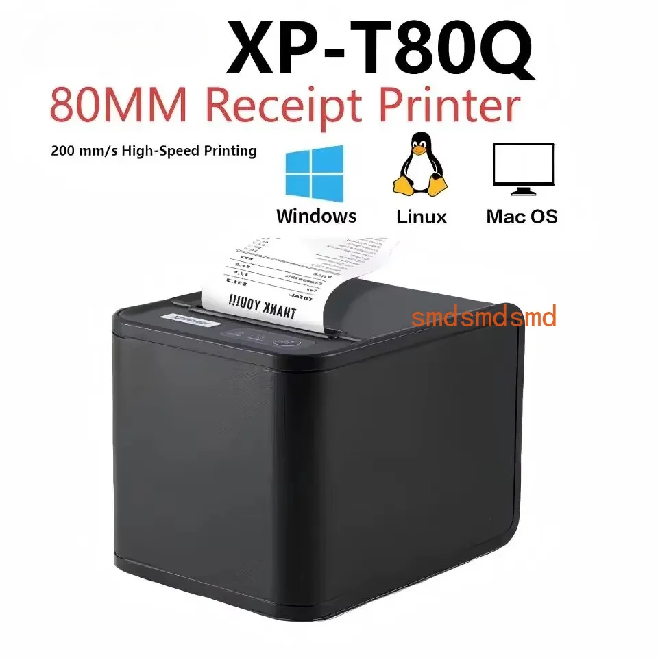XP-T80 Restaurant Thermal Receipt Printer With Order Notification Automatic Paper Cutting HD Printing Logo Text Graphic QR Codes