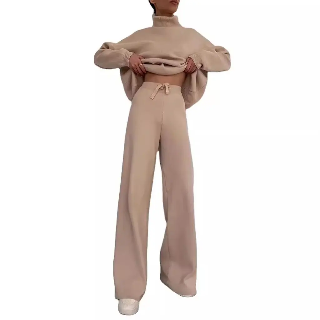 

Women's Autumn Winter Knitted Lace-Up Casual Fashion Suit Two-Piece Set European American Style New Arrivals