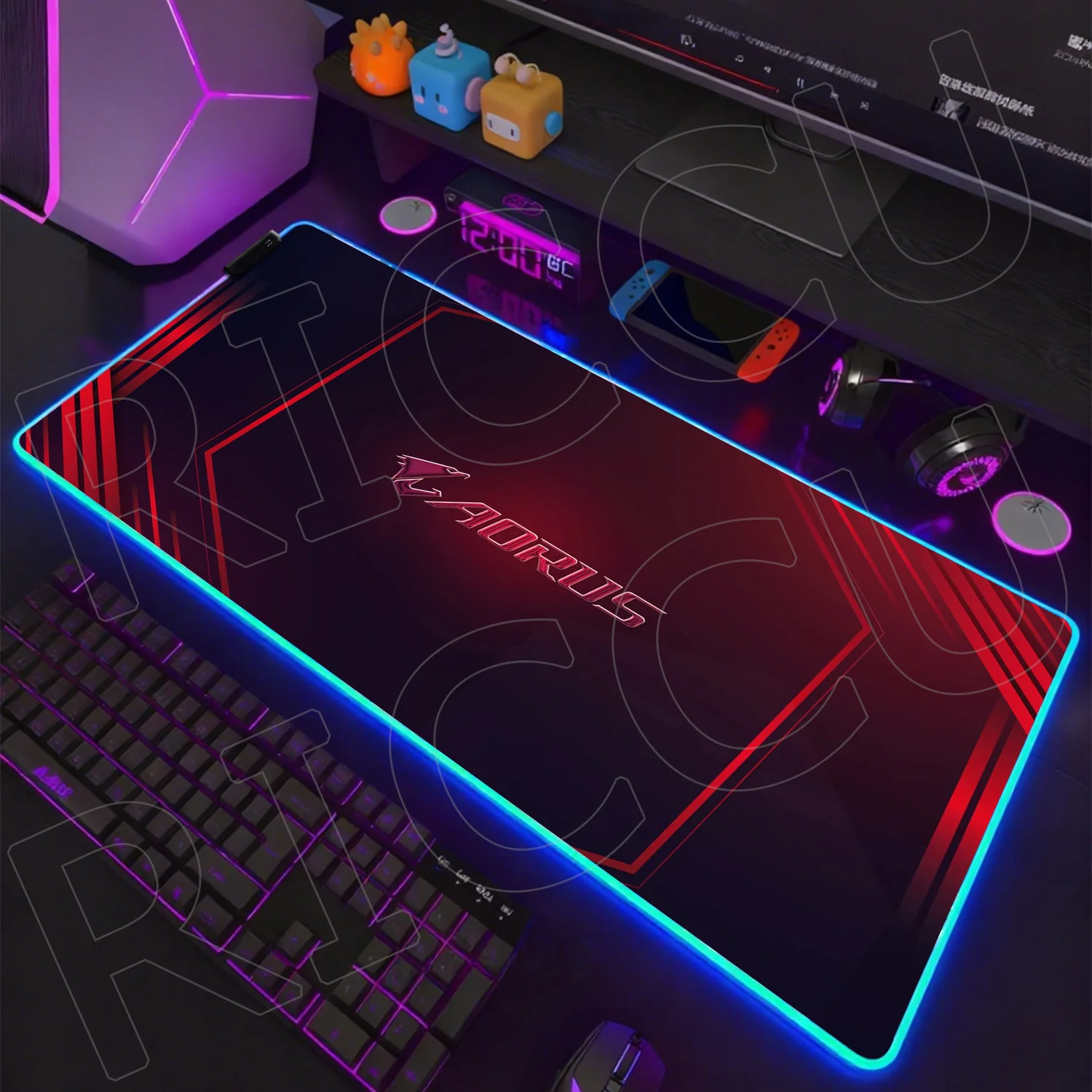 RGB المطاط AORUS كبير الألعاب HD ماوس الوسادة XXL مكتب الكمبيوتر ملحقات الكمبيوتر ألعاب الكمبيوتر المحمول LED ماوس السجاد لوحة المفاتيح حصيرة مكتبية #2