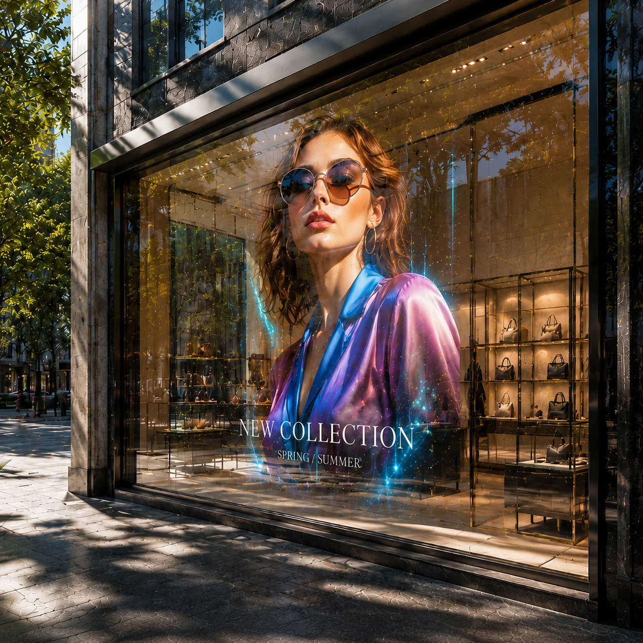 Transparent LED Film Screen For Glass Window Advertising Flexible Crystal Holographic Display