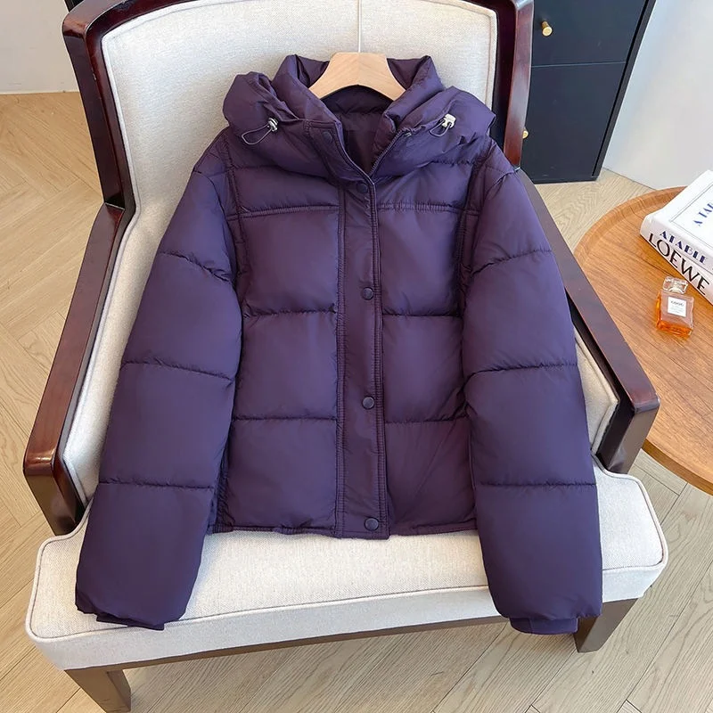 

2025 Fashion Down Cotton-padded Jacket Women's Winter Short Parkas Loose Hooded Coats Student Thicken Outerwear Bread Clothes