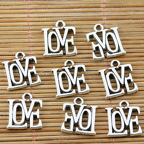 20 pz 11.8*13mm foro 1.8mm tono argento tibetano charms amore EF1545