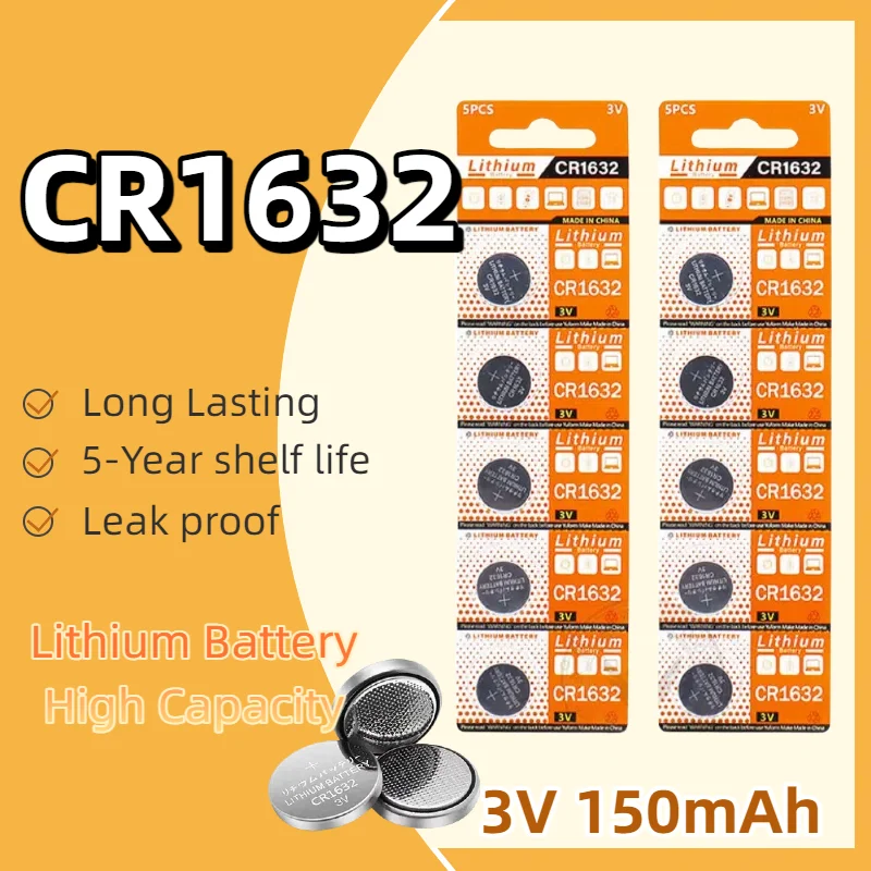 CR1632 3 فولت 150 مللي أمبير بطاريات خلايا العملة CR 1632 DL1632 BR1632 LM1632 ECR1632 بطارية ليثيوم زر لمشاهدة مفتاح السيارة عن بعد