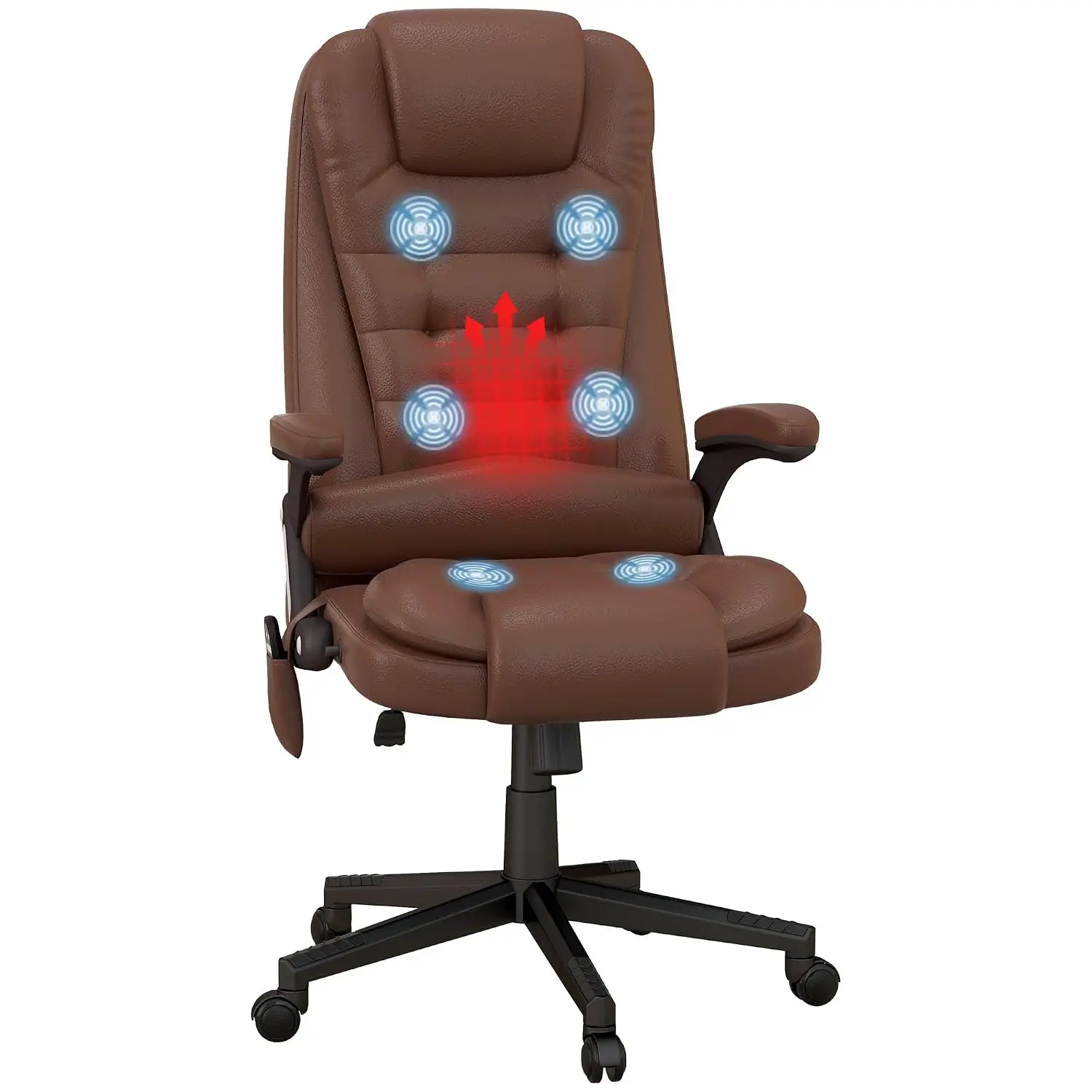 High Back Heated Vibration Massage Office Chair Reclining PU Leather, Customized