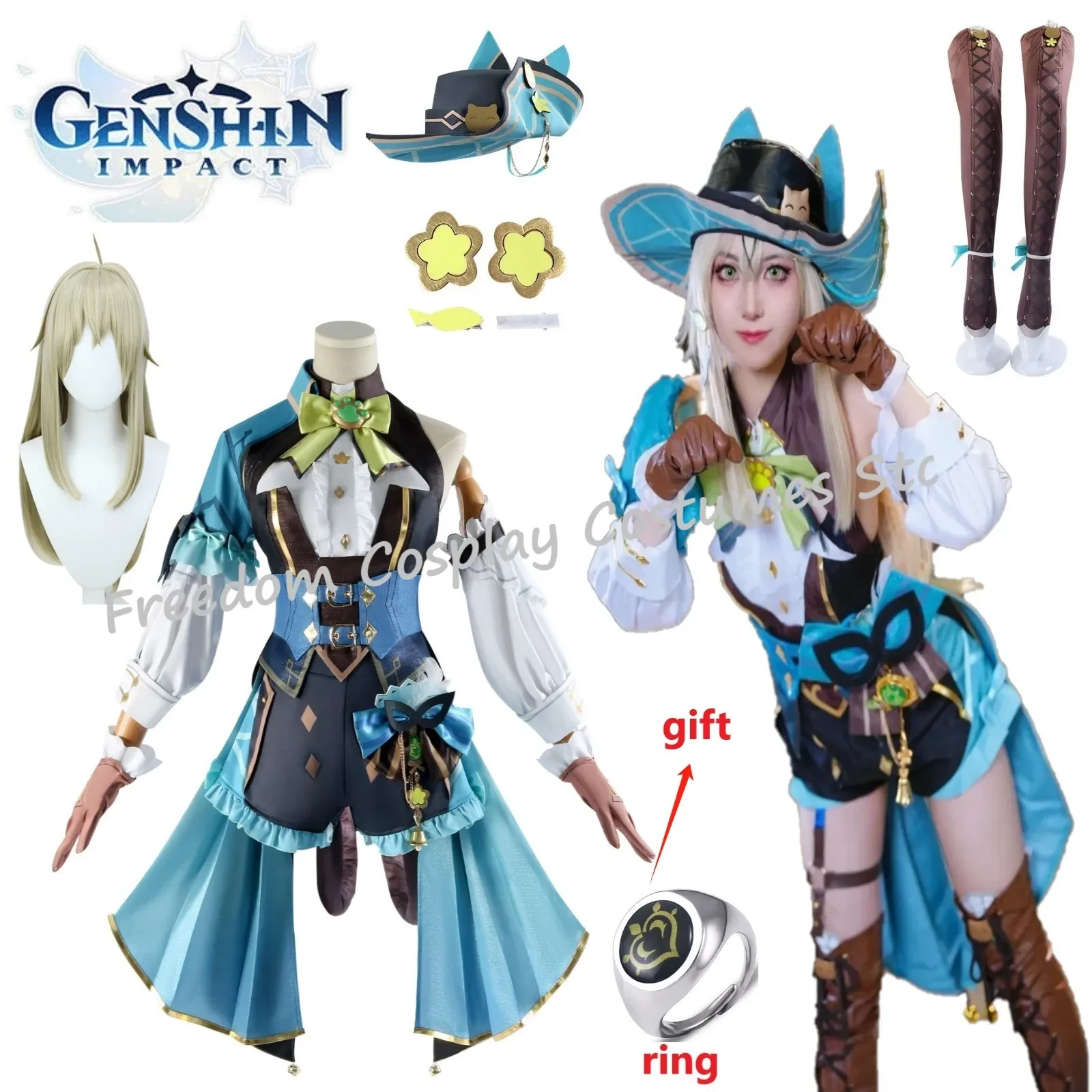 

Kirara Cosplay Game Genshin Impact Phantom in Boots Kirara Cosplay Dress Wig Headwear Hat Anime Role Play Halloween Party Suits