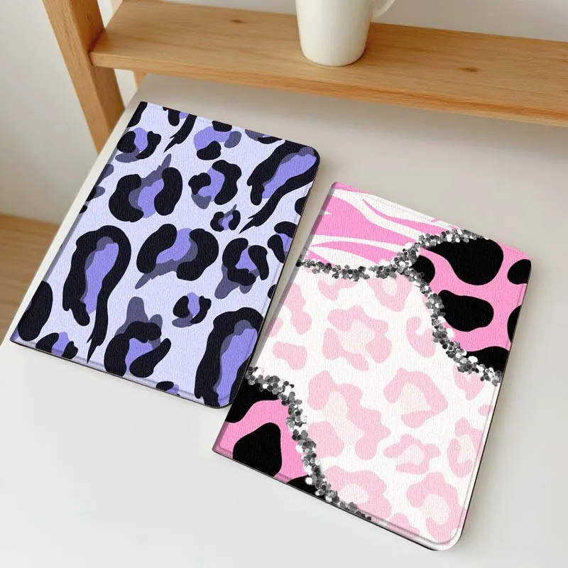 

Cartoon Purple Leopard Print Tablet Case For Apple iPad Air Pro mini 1 2 3 4 5 6 7 8 9 11 M2 M3 M5 M4 5th 6th 7th 10th 11th Gift