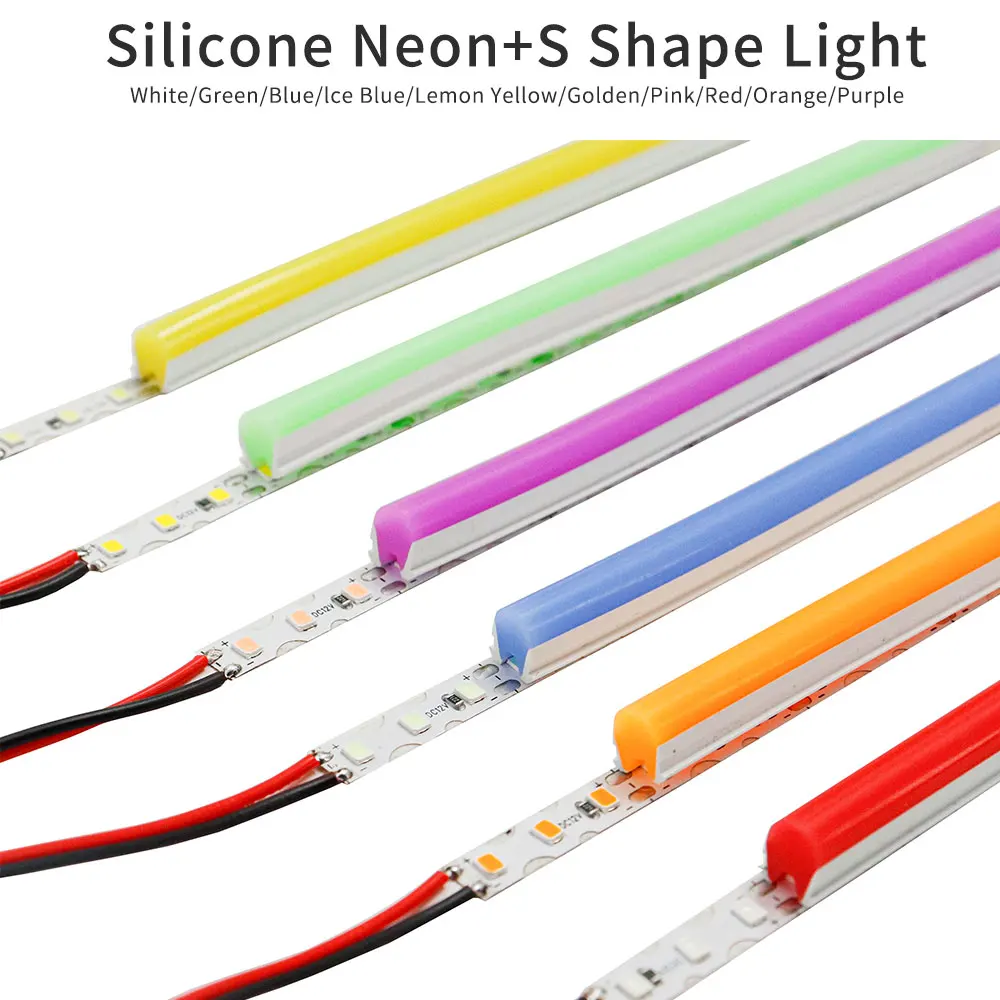 Bendable Separate LED Neon strips 6mm 8mm DIY Flexible Silicone neon light strip 120leds/m S-shape 2835 Led lights Waterproof