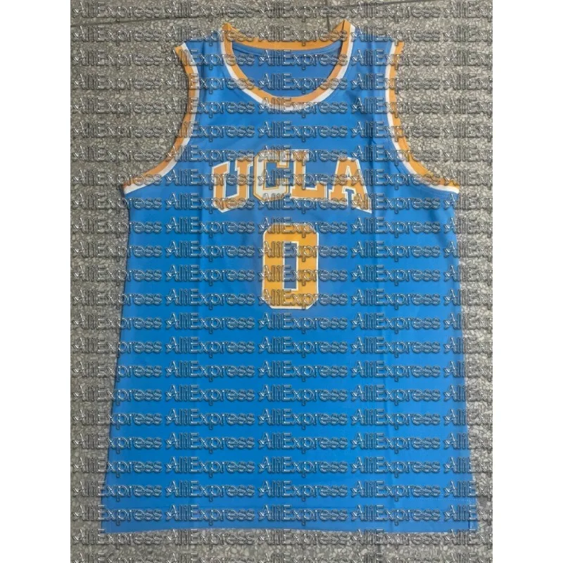 

UCLA No. 0 Light Blue Yellow White Printed Quick Drying Breathable Basketball Suit