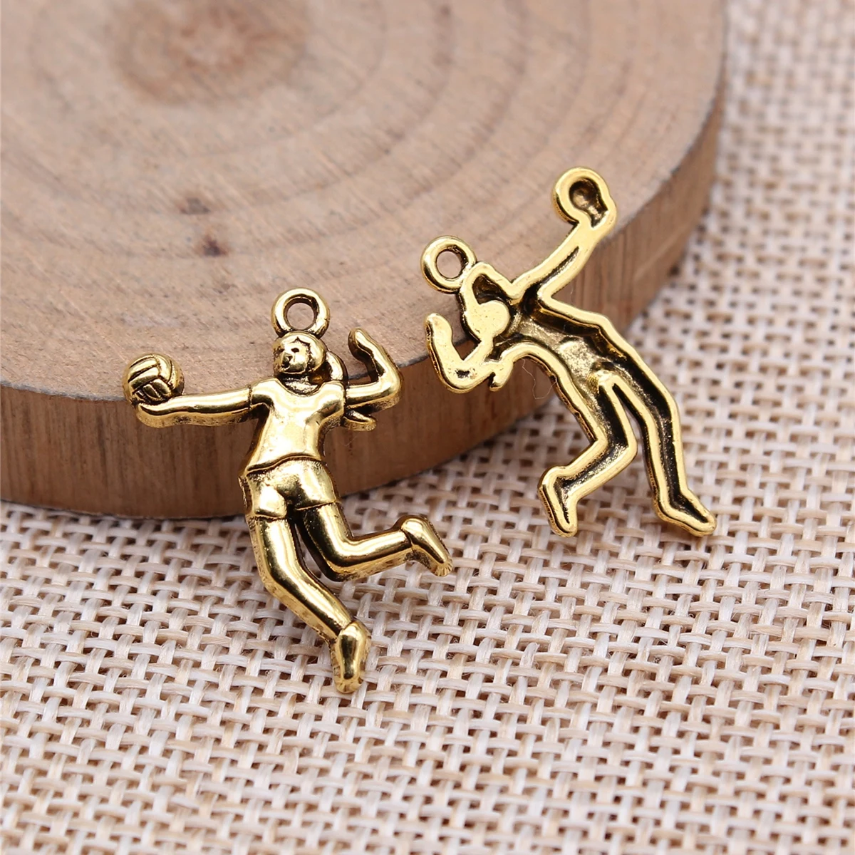 20pcs Volleyball Charms 22x14mm Antique Gold Color Accessories For Jewelry Bracelet Finddings