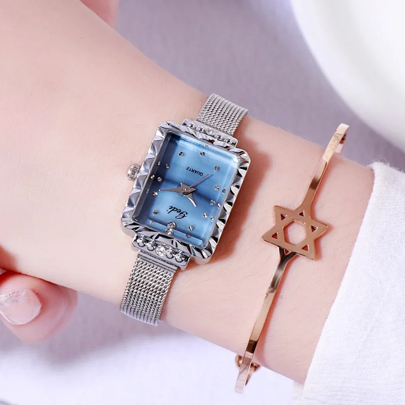 YFY fashion mesh belt women's watch square simple and versatile student watch waterproof quartz women's watch