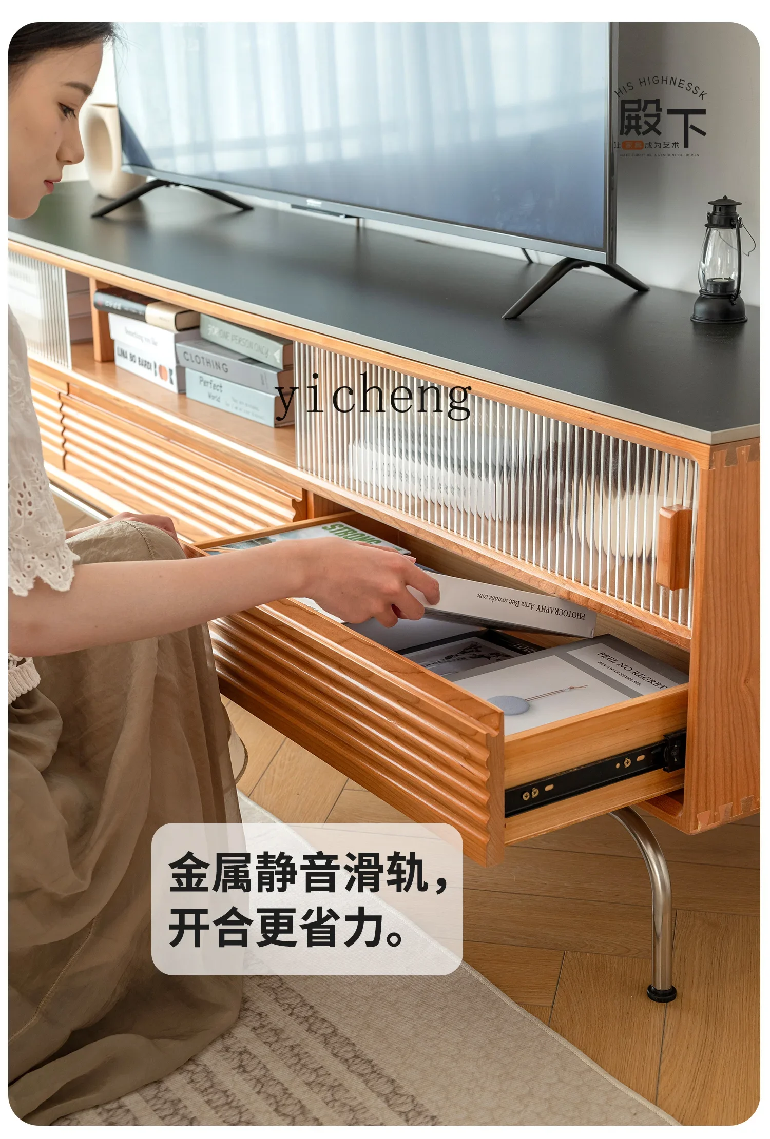 خزانة تلفزيون من الخشب الصلب بالكامل AA، شقة منزلية صغيرة، غرفة معيشة، خزانة تلفزيون معلقة جديدة وبسيطة