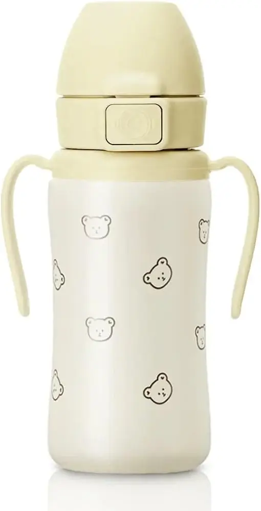 

Термокружка из нержавеющей стали 316 с защитой от проливания и откидной крышкой для малышей, без бисфенола А, дизайн с медведем, 10 унций