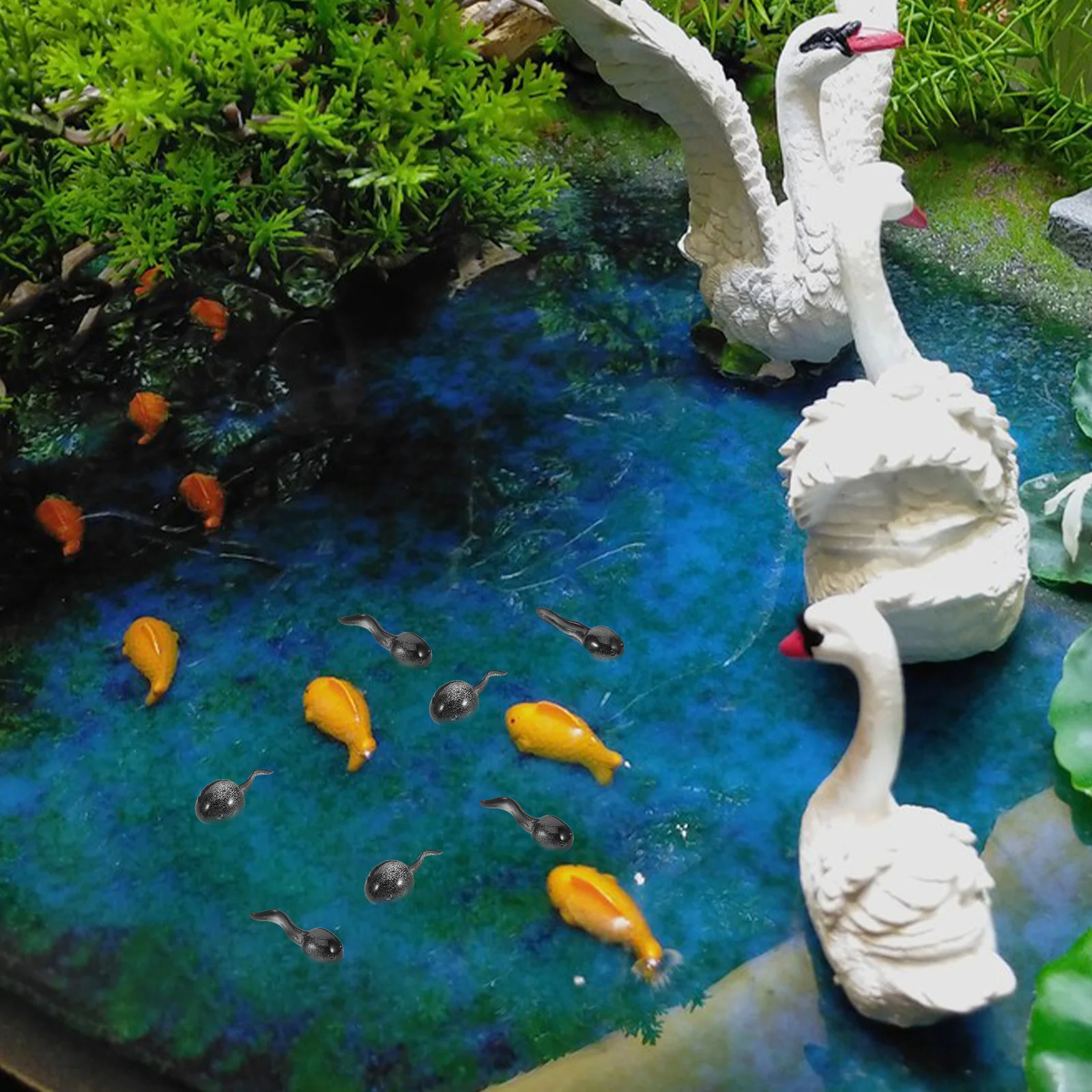 

13pcs Miniature Diy Moss Garden Bonsai Micro Bonsai Accessories Aquarium Outdoor Patio Dollhouse Tadpole Water Decoration