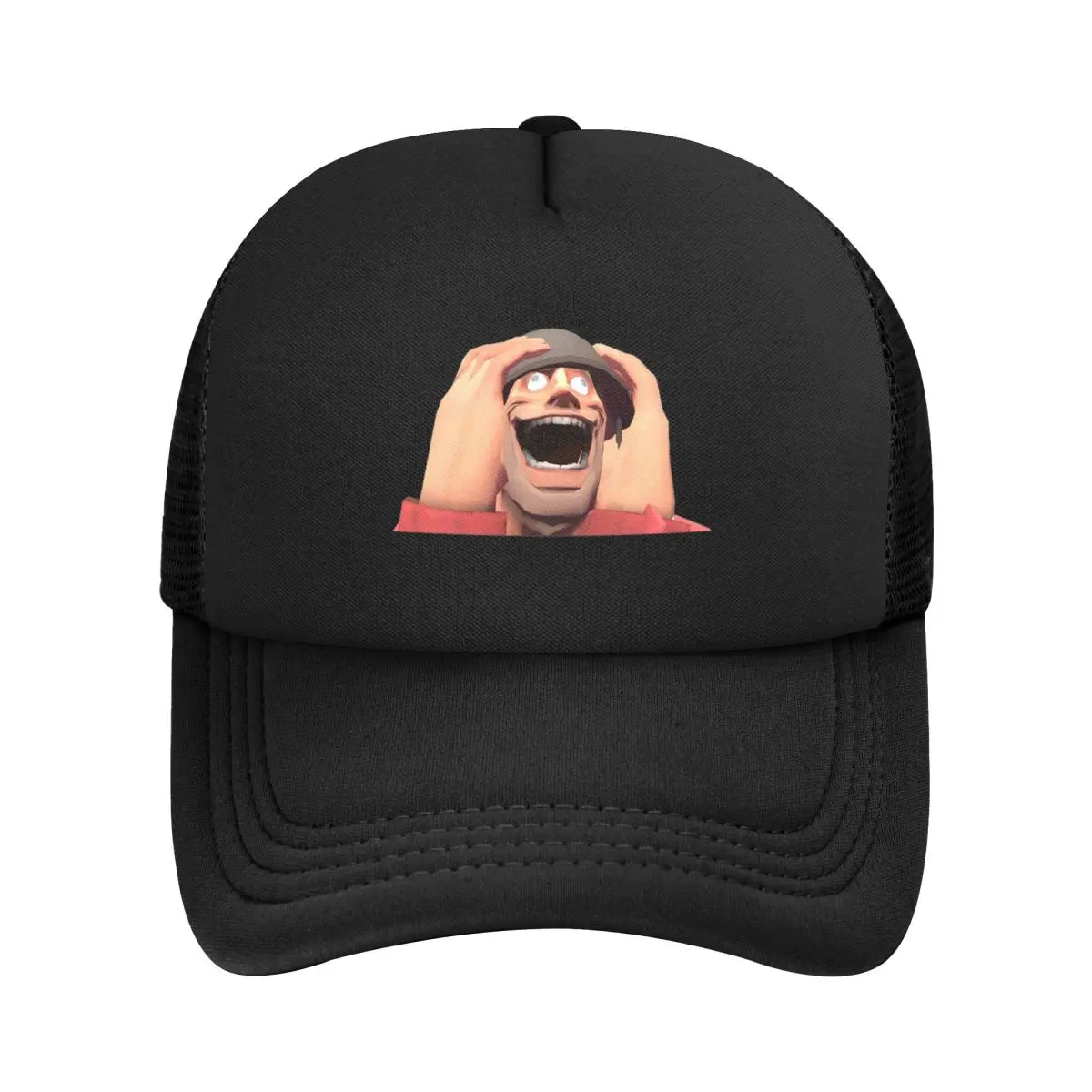 Team Fortress 2 TF2 Soldier Gmod Face Crazy Meme Red Mesh Baseball Caps Snapback Baseball Hats Casual Casquette Outdoor Unisex