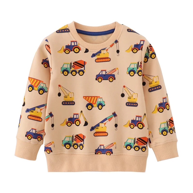 Boys Long Sleeve Hooded Sweatshirts Cars Print Autumn Spring Kids Sport Shirts 2-7T All Print Baby Children's Clothing