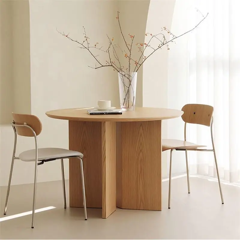 โต๊ะไม้จริง โต๊ะเจรจาธุรกิจ โต๊ะไม้สไตล์วบิซาดิ โต๊ะไม้แอชทรงกลม โต๊ะรับประทานอาหารสำหรับบ้าน โต๊ะรับประทานอาหารสำหรับอพาร์ทเมนต์ขนาดเล็ก