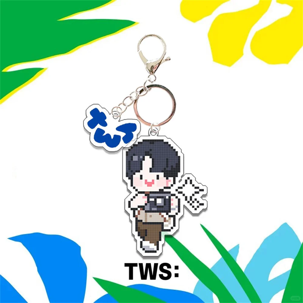 KPOP TWS Cartoon Keychain 2Pcs/Set Transparent Acrylic Keyring Pendant Creative INS Style Backpack Accessories Fans Collection