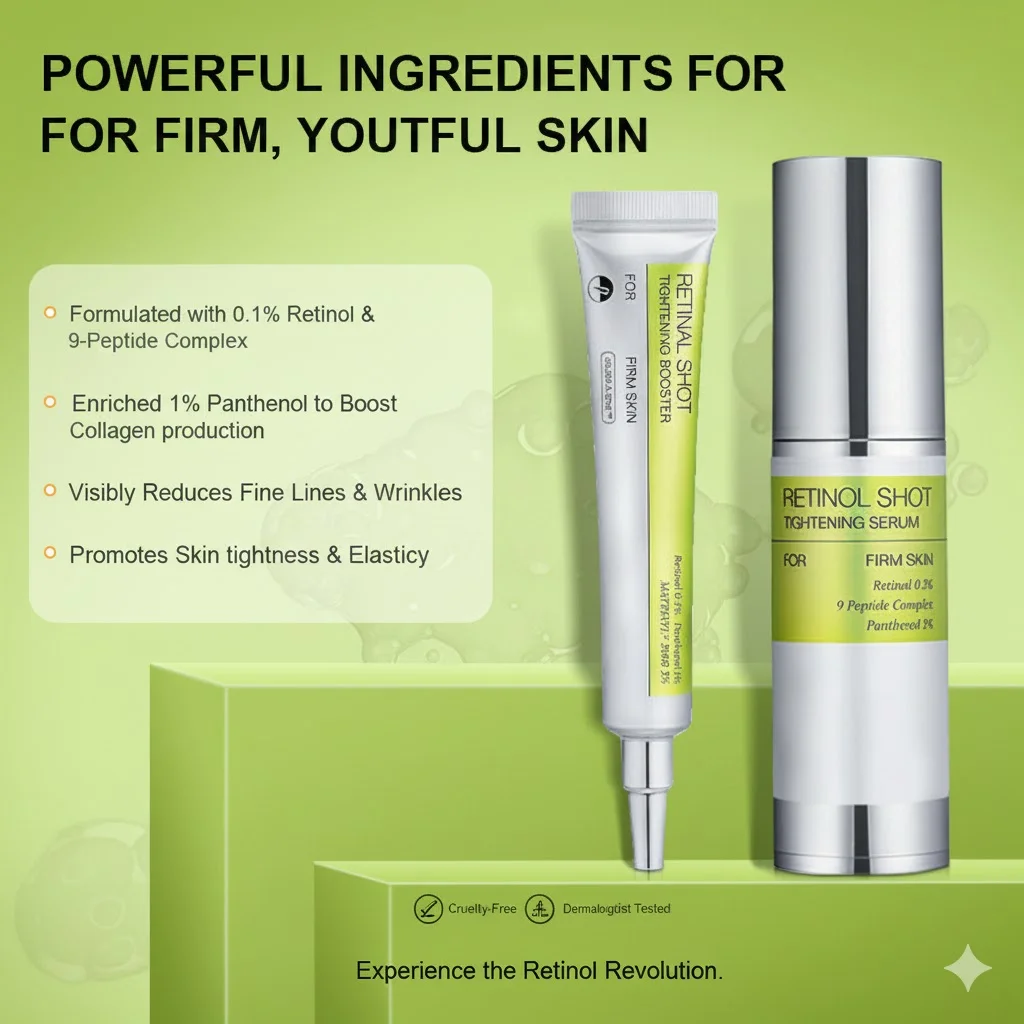 

Retinol Anti-Aging Firming Serum & Eye Cream Set Fade Fine Lines Dark Circles Remover Vitamin A Lifting Facial Essence Skin Care